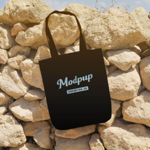 Modpup Encinitas Black Cotton Canvas Tote Bag