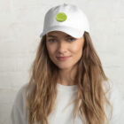 Tennis Ball Dad hat on model front – White