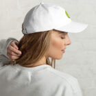 Tennis Ball Dad hat on model side – White