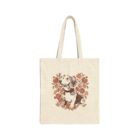 Botanical dog tote bag in natural eco cotton with vintage floral dog illustration — Modpup