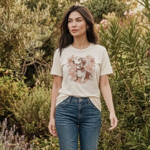 Best Friend in Bloom Tee - Dog Botanical Soft Tee in Vintage White